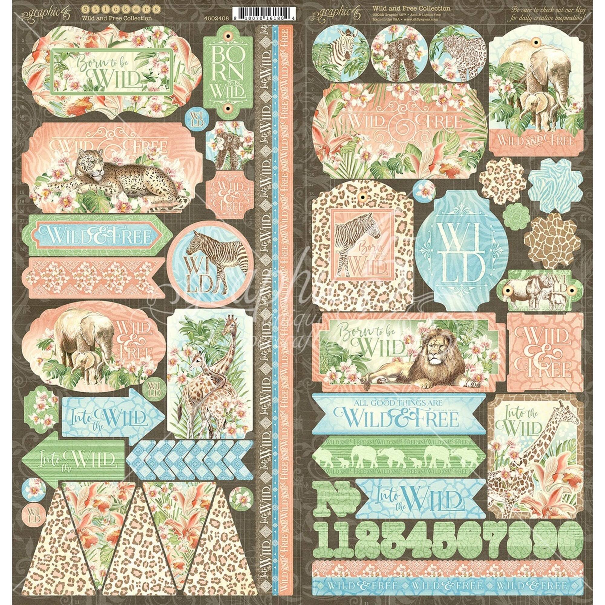 Graphic 45® Wild & Free Collection Cardstock Stickers